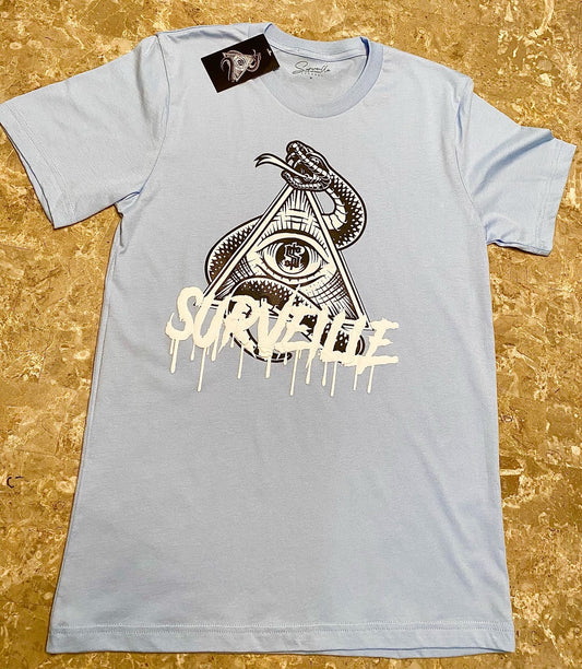 OG "SURVEILLE" Tee (Light Blue/White)