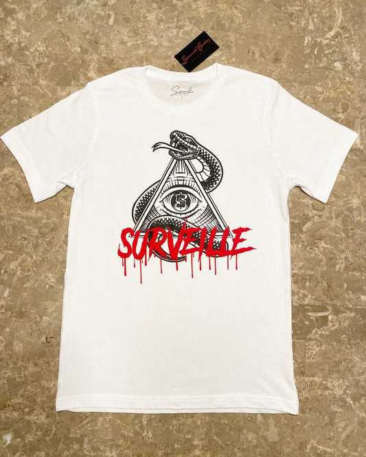 OG "SURVEILLE" Tee (White/Red)